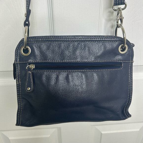 Tignanello Cross Body Bag Navy Genuine Leather - Picture 5 of 7